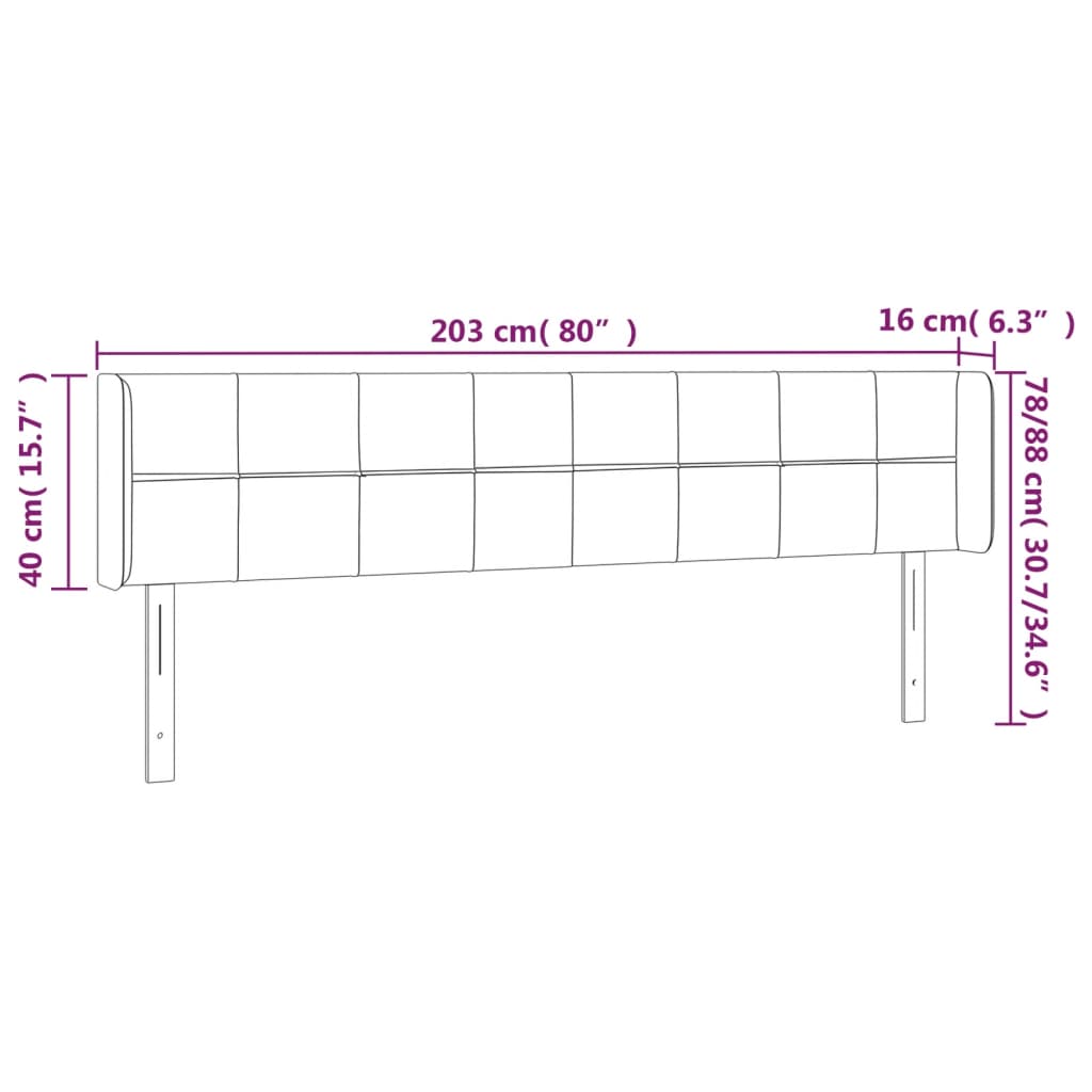 Testiera ad Orecchio Grigio Chiaro 203x16x78/88 cm in Velluto - homemem39