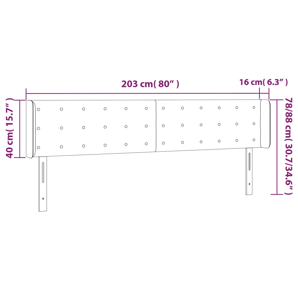 Testiera ad Orecchio Nera 203x16x78/88 cm in Similpelle - homemem39