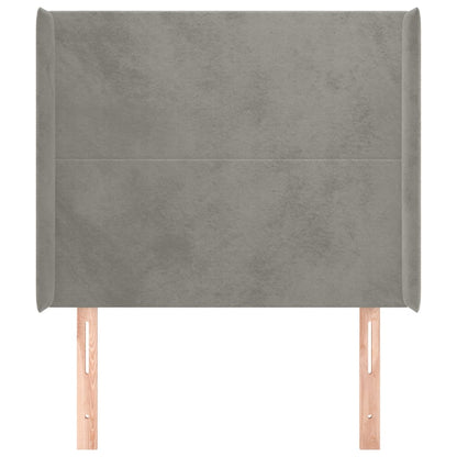 Testiera ad Orecchio Grigio Chiaro 103x16x118/128 cm in Velluto - homemem39