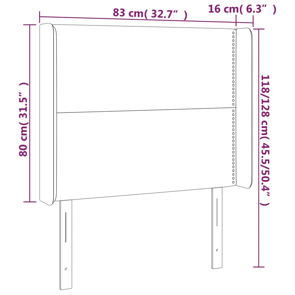 Testiera ad Orecchio Grigio Chiaro 83x16x118/128 cm in Tessuto - homemem39