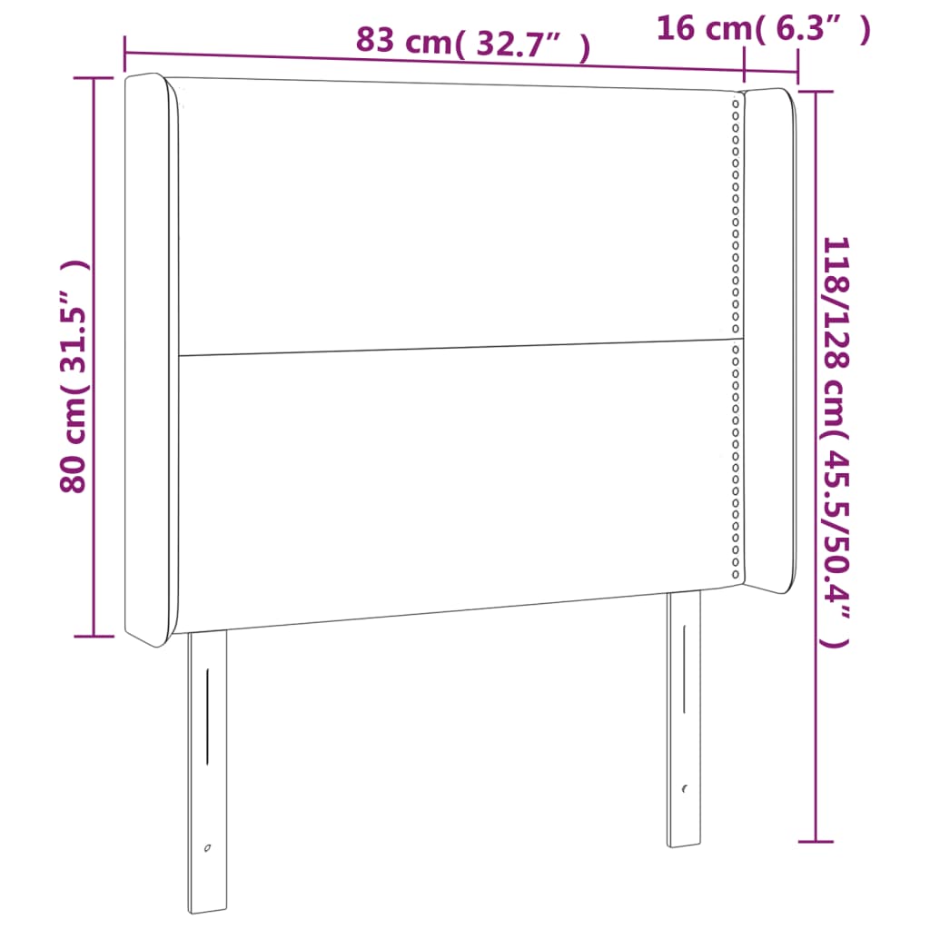 Testiera ad Orecchio Grigio Scuro 83x16x118/128 cm in Tessuto - homemem39