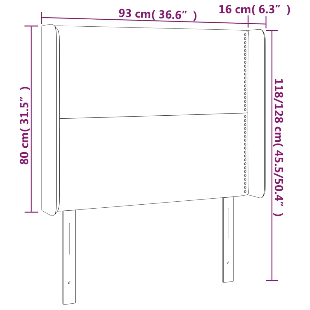 Testiera ad Orecchio Grigio Scuro 93x16x118/128 cm in Tessuto - homemem39