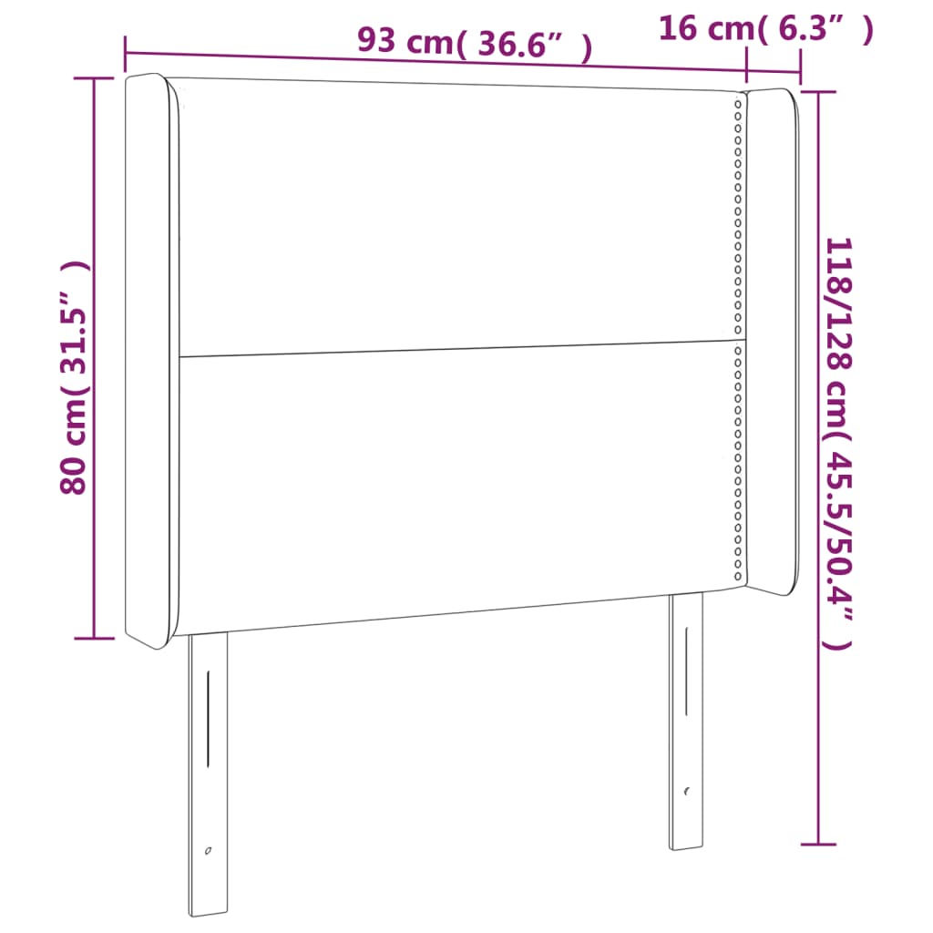 Testiera ad Orecchio Marrone Scuro 93x16x118/128 cm in Tessuto - homemem39