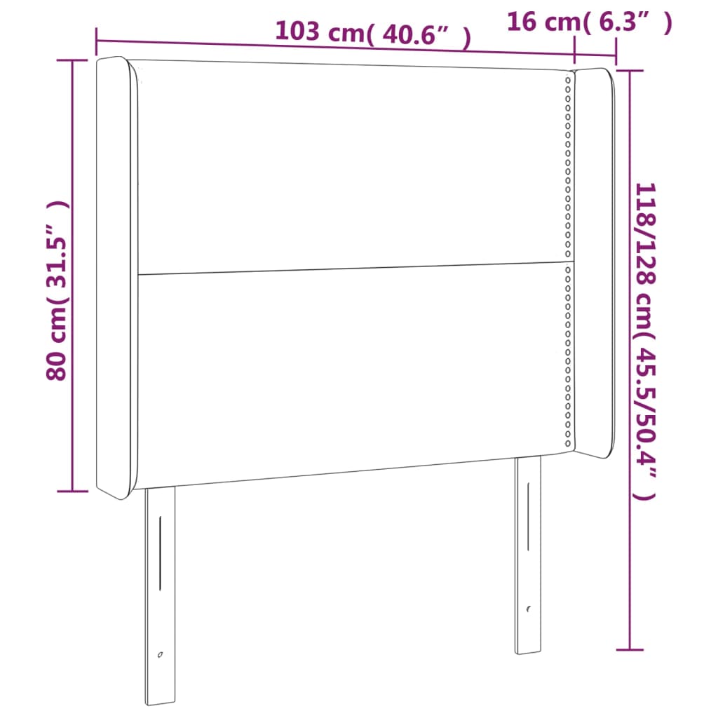 Testiera ad Orecchio Grigio Chiaro 103x16x118/128 cm in Tessuto - homemem39