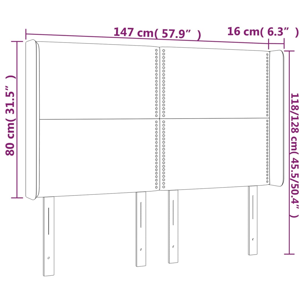 Testiera ad Orecchio MarroneScuro147x16x118/128cm inTessuto - homemem39