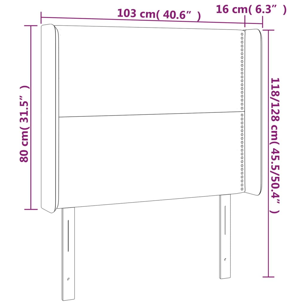 Testiera ad Orecchio Grigio Chiaro 103x16x118/128 cm in Velluto - homemem39