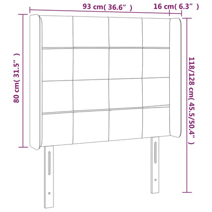 Testiera ad Orecchio Nera 93x16x118/128 cm in Tessuto - homemem39