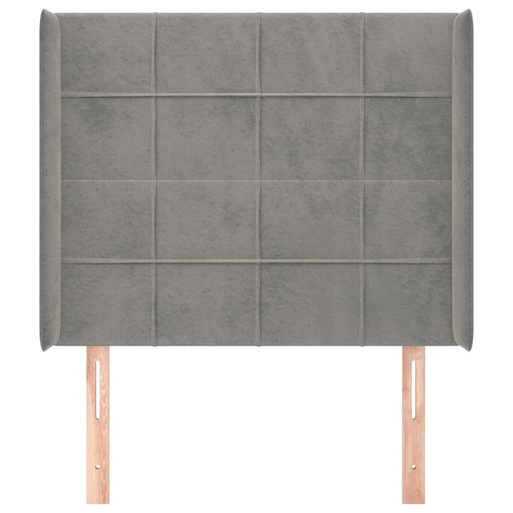 Testiera ad Orecchio Grigio Chiaro 103x16x118/128 cm in Velluto - homemem39