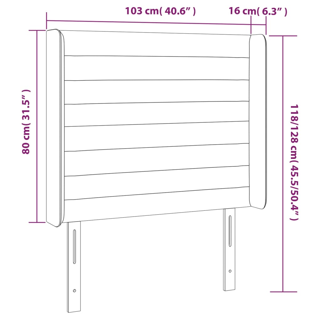 Testiera ad Orecchio Tortora 103x16x118/128 cm in Tessuto - homemem39