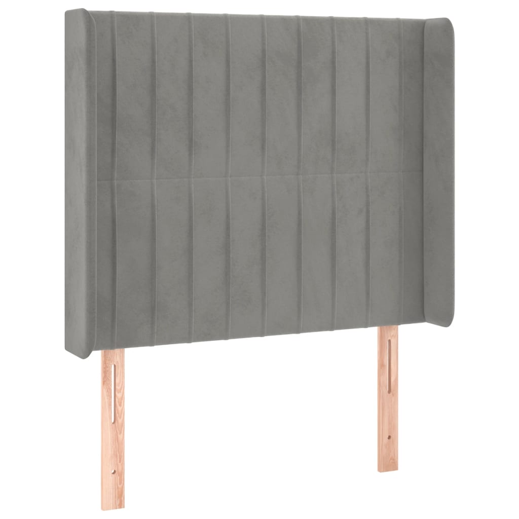 Testiera ad Orecchio Grigio Chiaro 103x16x118/128 cm in Velluto - homemem39