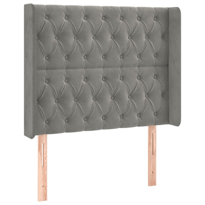 Testiera ad Orecchio Grigio Chiaro 103x16x118/128 cm in Velluto - homemem39