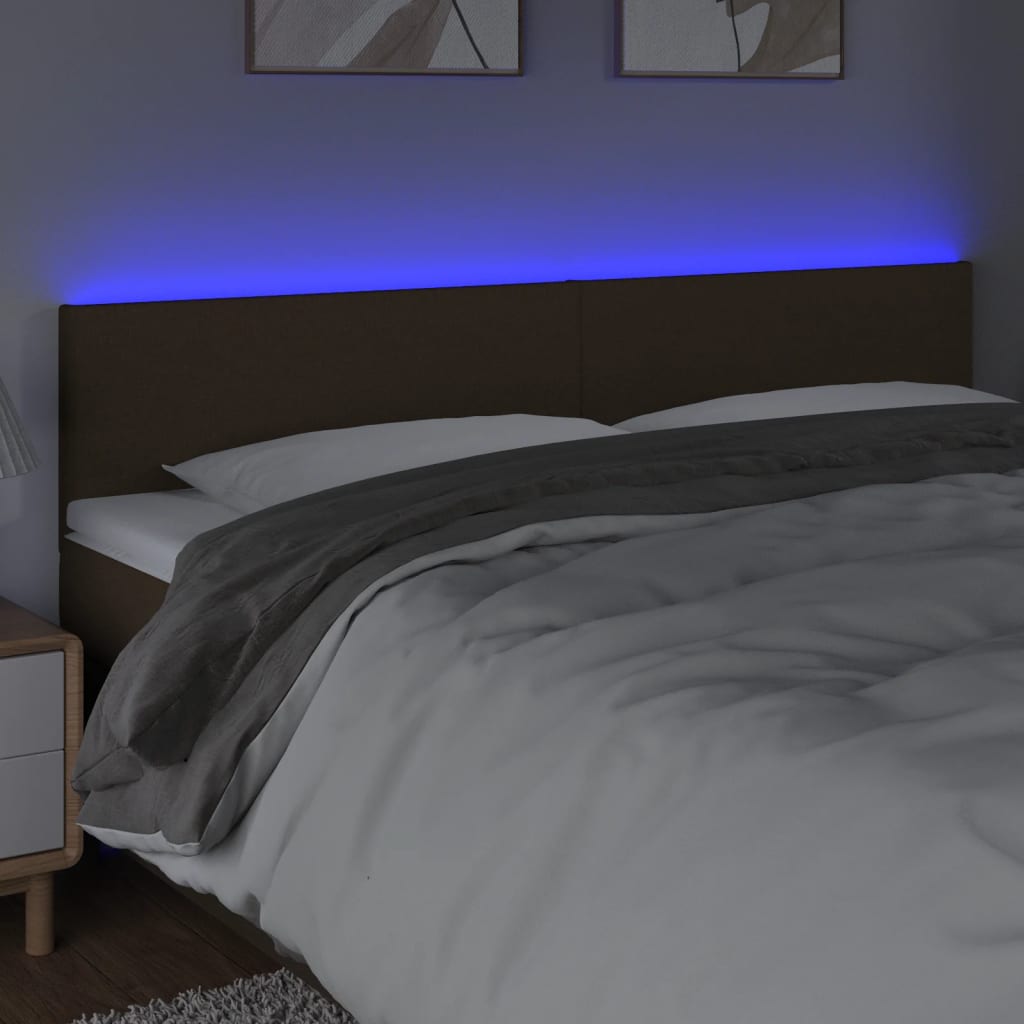 Testiera a LED Marrone Scuro 160x5x78/88 cm in Tessuto - homemem39