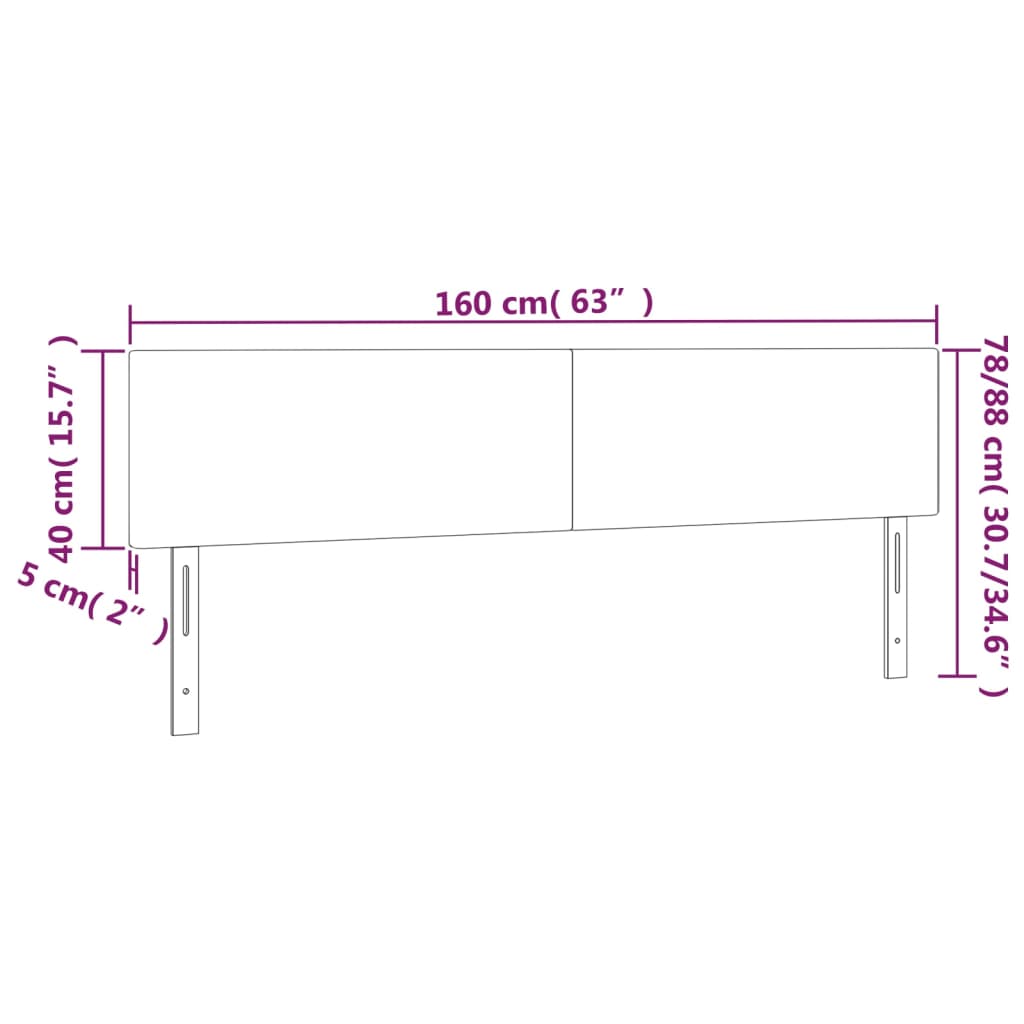 Testiera a LED Marrone Scuro 160x5x78/88 cm in Tessuto - homemem39