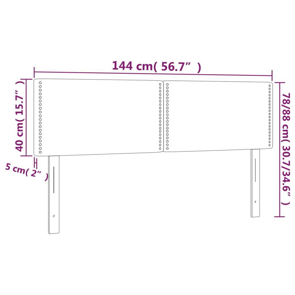 Testiera a LED Grigio Scuro 144x5x78/88 cm in Tessuto - homemem39