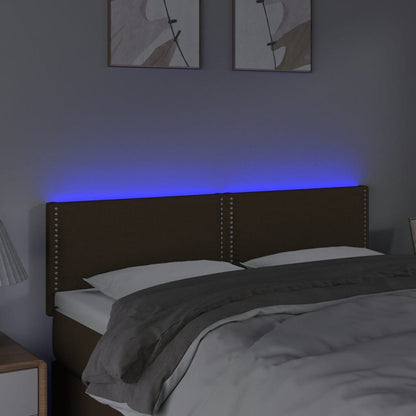 Testiera a LED Marrone Scuro 144x5x78/88 cm in Tessuto - homemem39