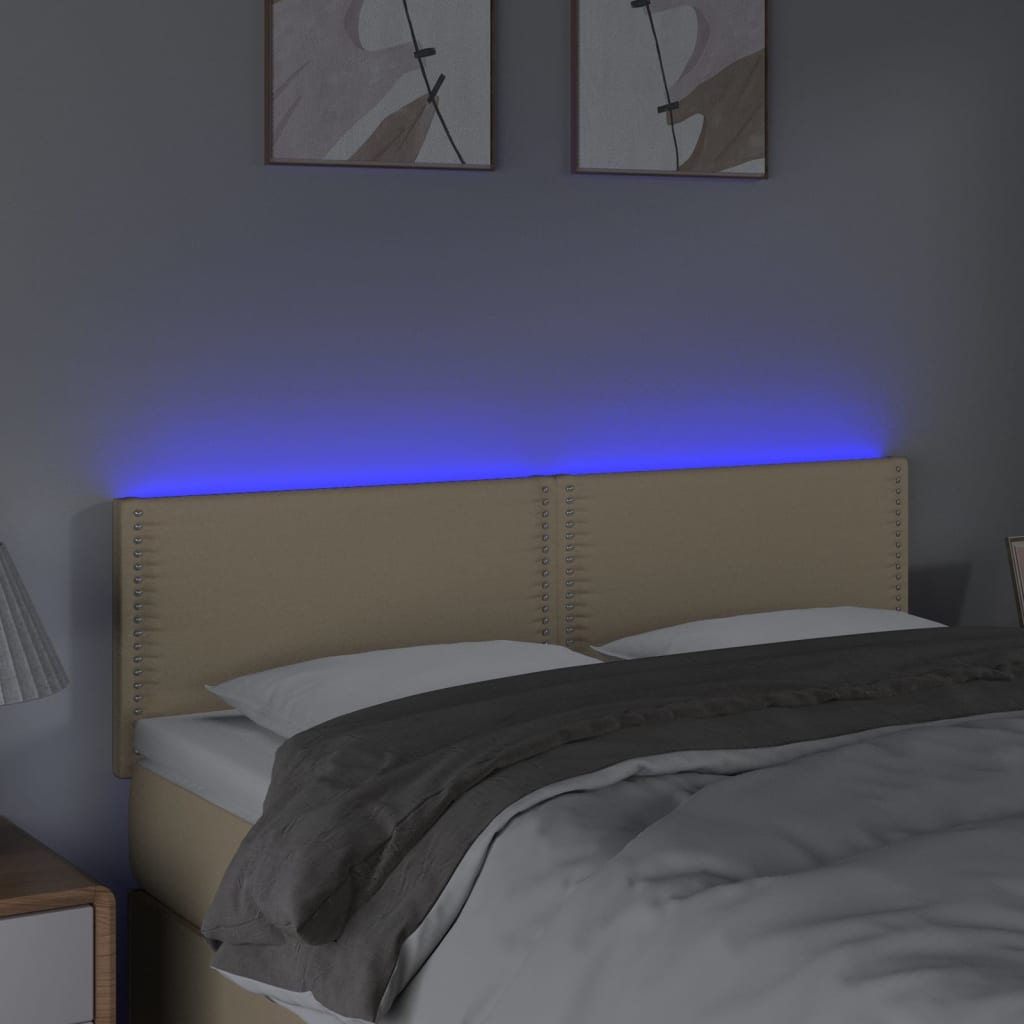 Testiera a LED Crema 144x5x78/88 cm in Tessuto - homemem39