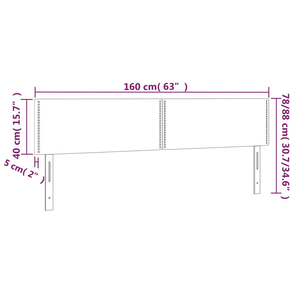 Testiera a LED Tortora 160x5x78/88 cm in Tessuto - homemem39