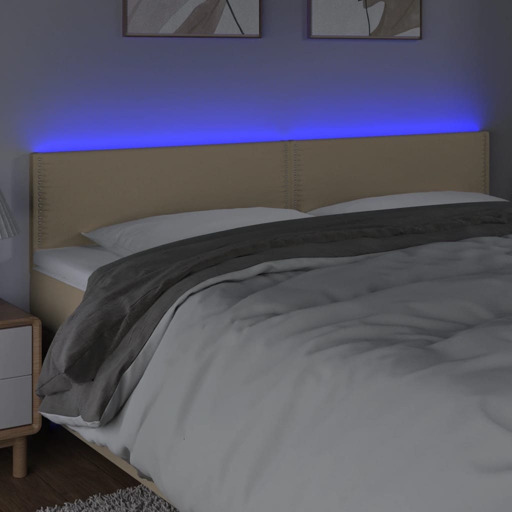 Testiera a LED Crema 160x5x78/88 cm in Tessuto - homemem39