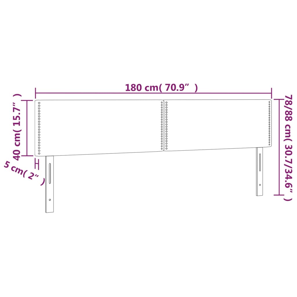 Testiera a LED Grigio Scuro 180x5x78/88 cm in Tessuto - homemem39