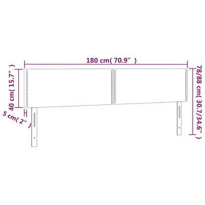 Testiera a LED Nera 180x5x78/88 cm in Tessuto - homemem39