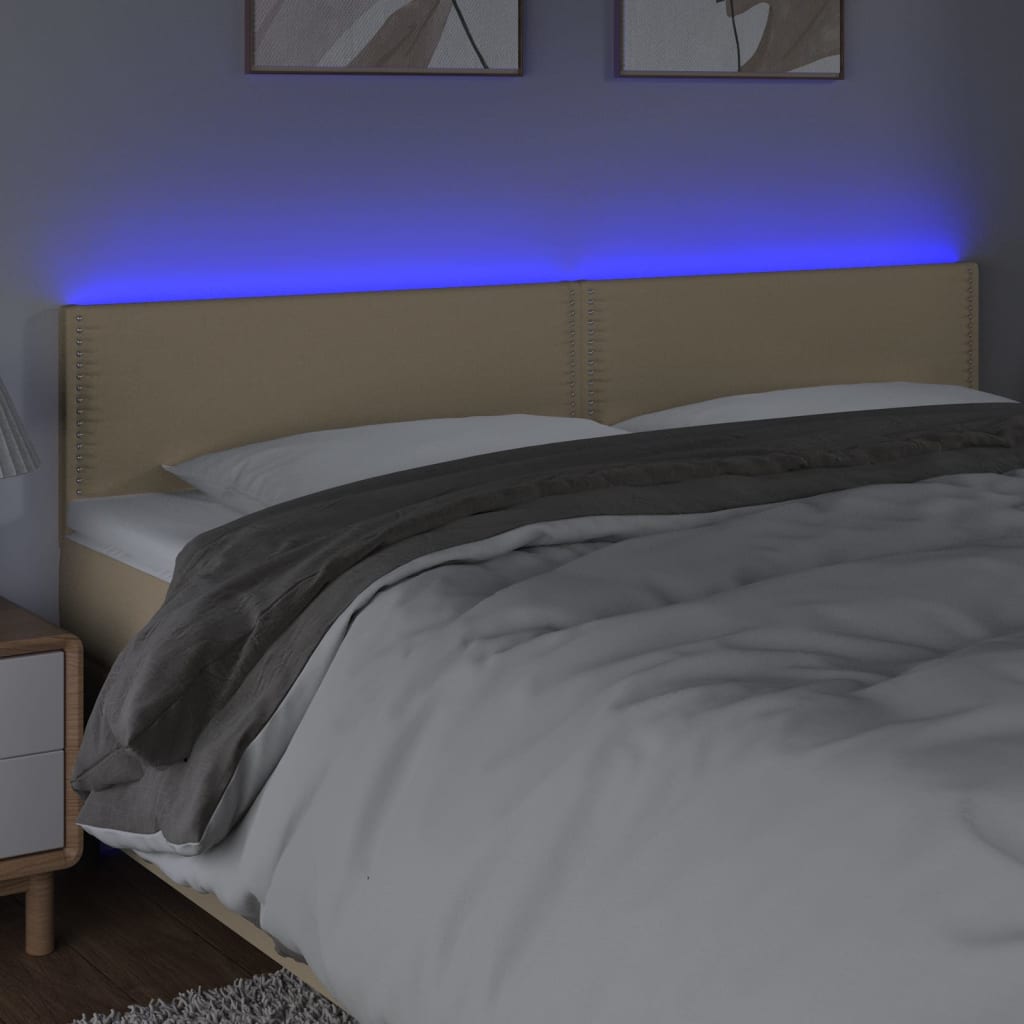 Testiera a LED Crema 200x5x78/88 cm in Tessuto - homemem39