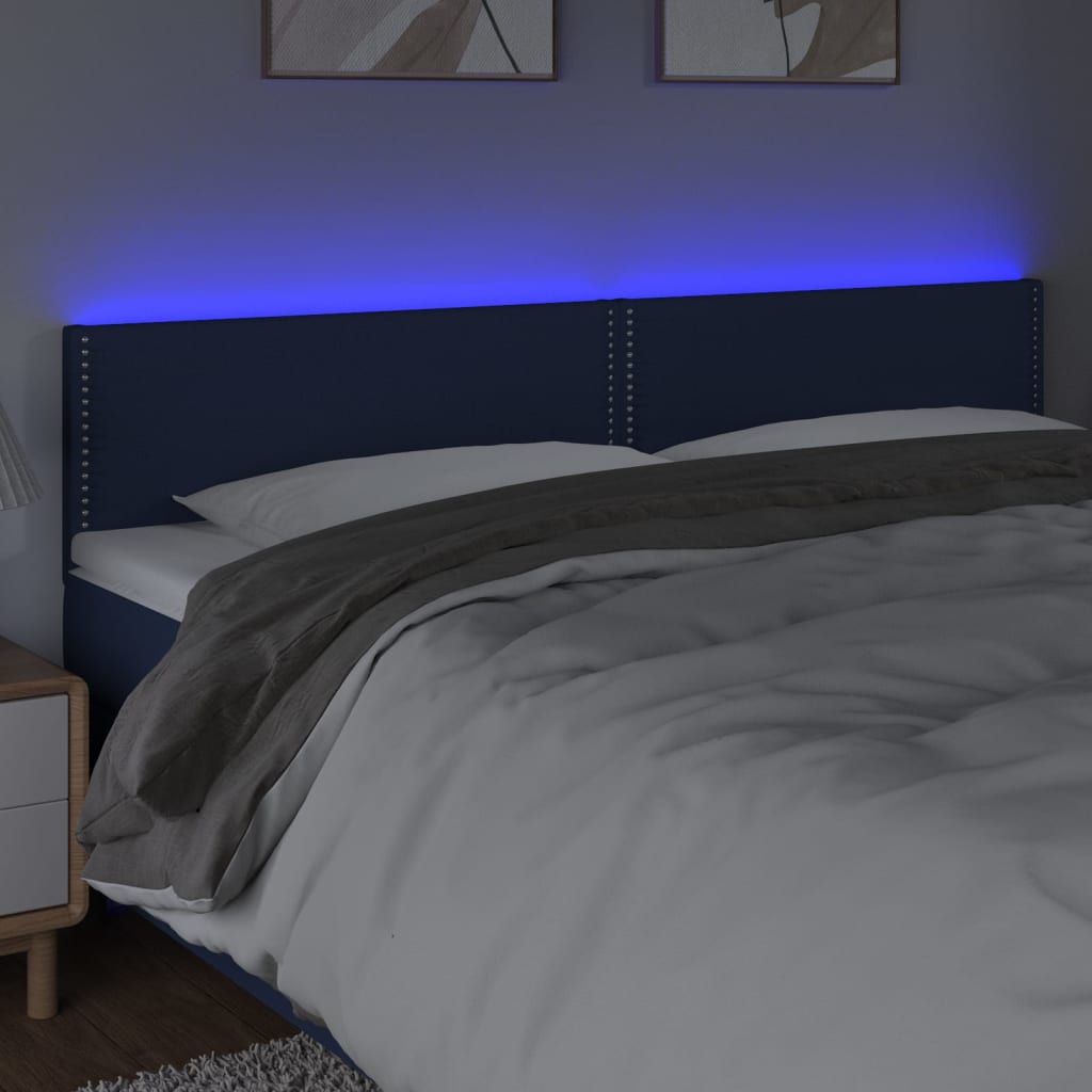 Testiera a LED Blu 200x5x78/88 cm in Tessuto - homemem39