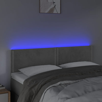 Testiera a LED Grigio Chiaro 144x5x78/88 cm in Velluto - homemem39