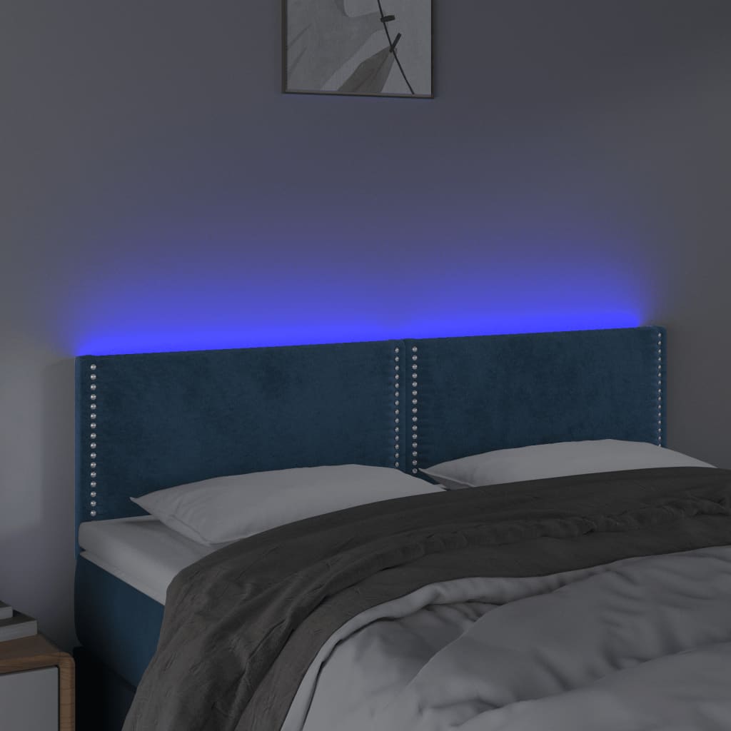 Testiera a LED Blu Scuro 144x5x78/88 cm in Velluto - homemem39