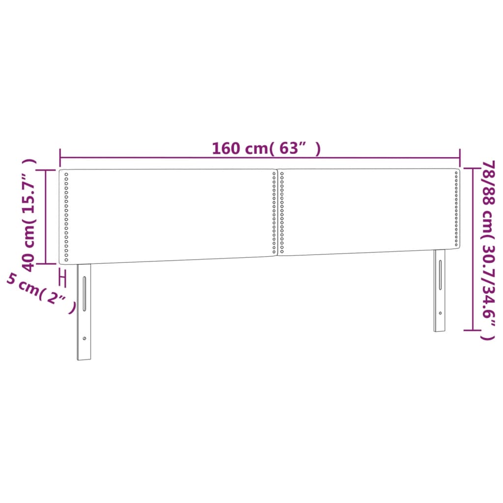 Testiera a LED Grigio Scuro 160x5x78/88 cm in Velluto - homemem39