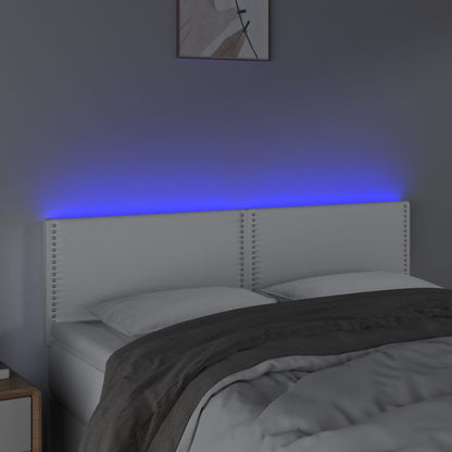 Testiera Bianca a LED 144x5x78/88 cm in Similpelle - homemem39