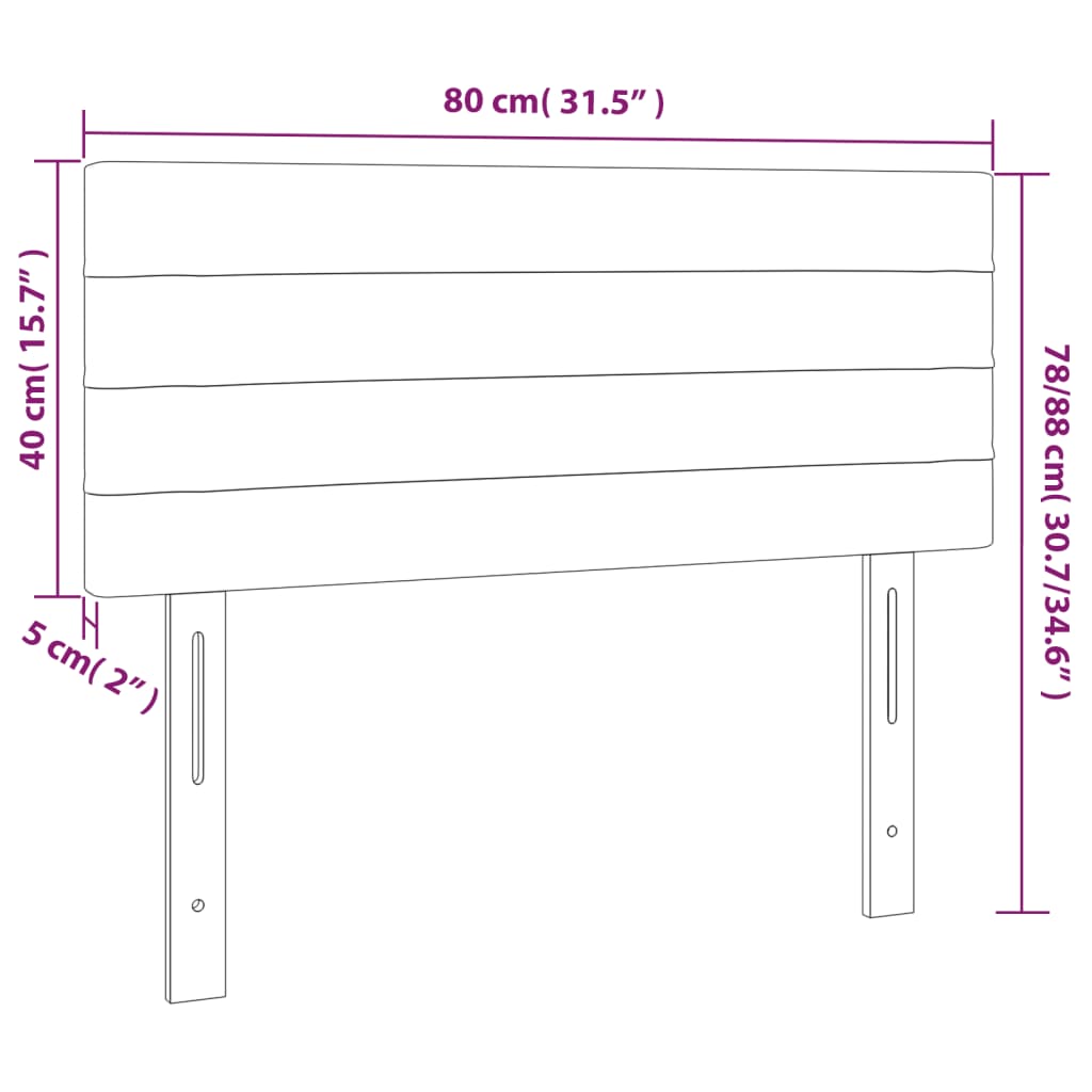 Testiera a LED Tortora 80x5x78/88 cm in Tessuto - homemem39