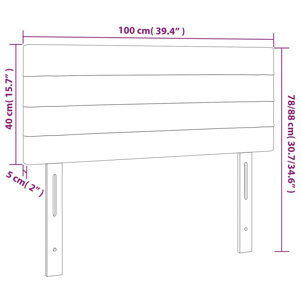 Testiera a LED Nera 100x5x78/88 cm in Tessuto - homemem39