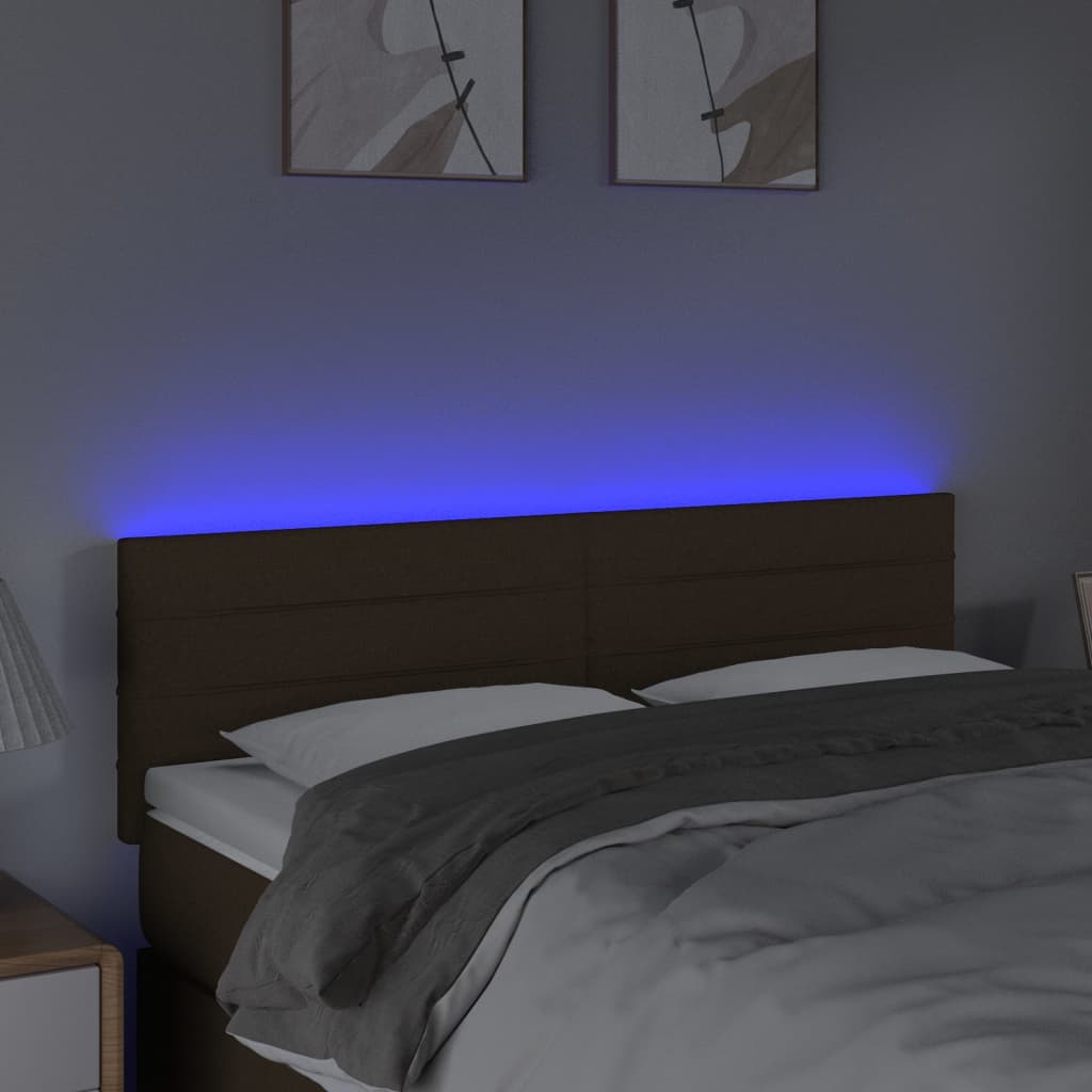 Testiera a LED Marrone Scuro 144x5x78/88 cm in Tessuto - homemem39