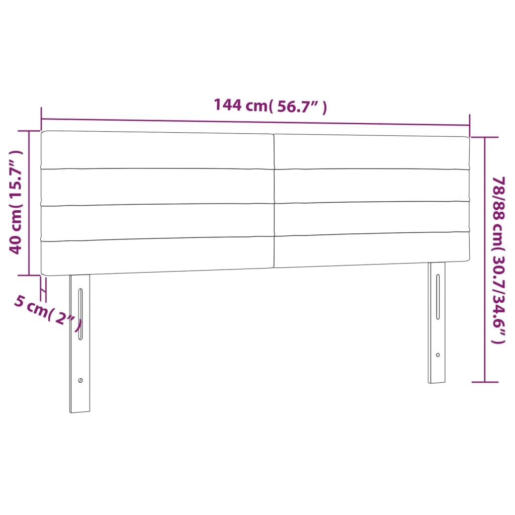 Testiera a LED Marrone Scuro 144x5x78/88 cm in Tessuto - homemem39