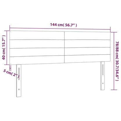 Testiera a LED Marrone Scuro 144x5x78/88 cm in Tessuto - homemem39