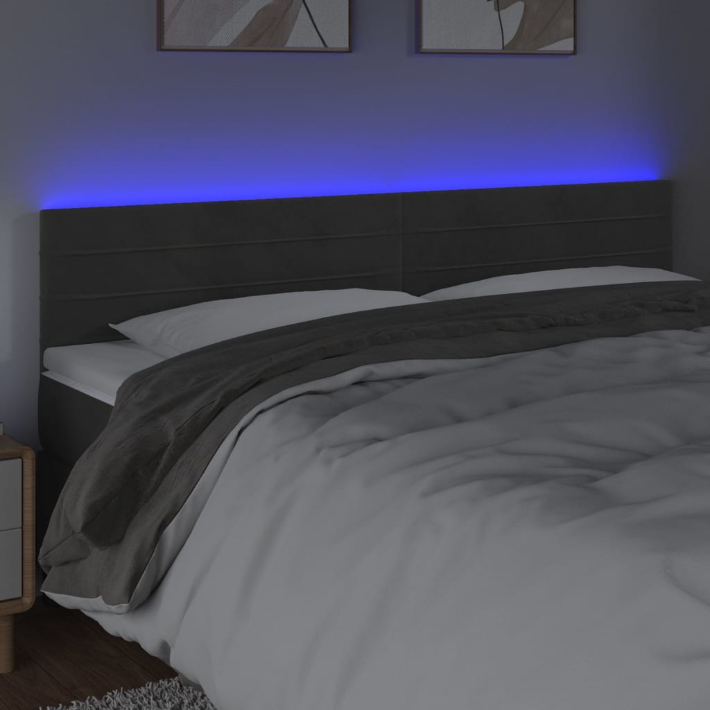 Testiera a LED Grigio Scuro 160x5x78/88 cm in Velluto - homemem39