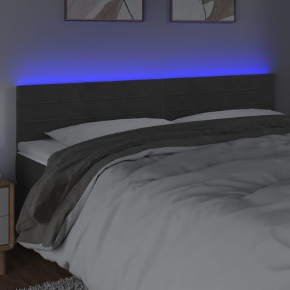 Testiera a LED Grigio Scuro 180x5x78/88 cm in Velluto - homemem39