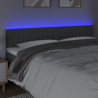 Testiera a LED Grigio Scuro 200x5x78/88 cm in Tessuto - homemem39