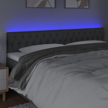 Testiera a LED Grigio Scuro 180x7x78/88 cm in Tessuto - homemem39