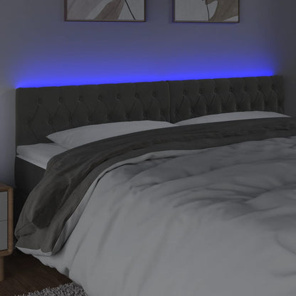 Testiera a LED Grigio Scuro 200x7x78/88 cm in Velluto - homemem39