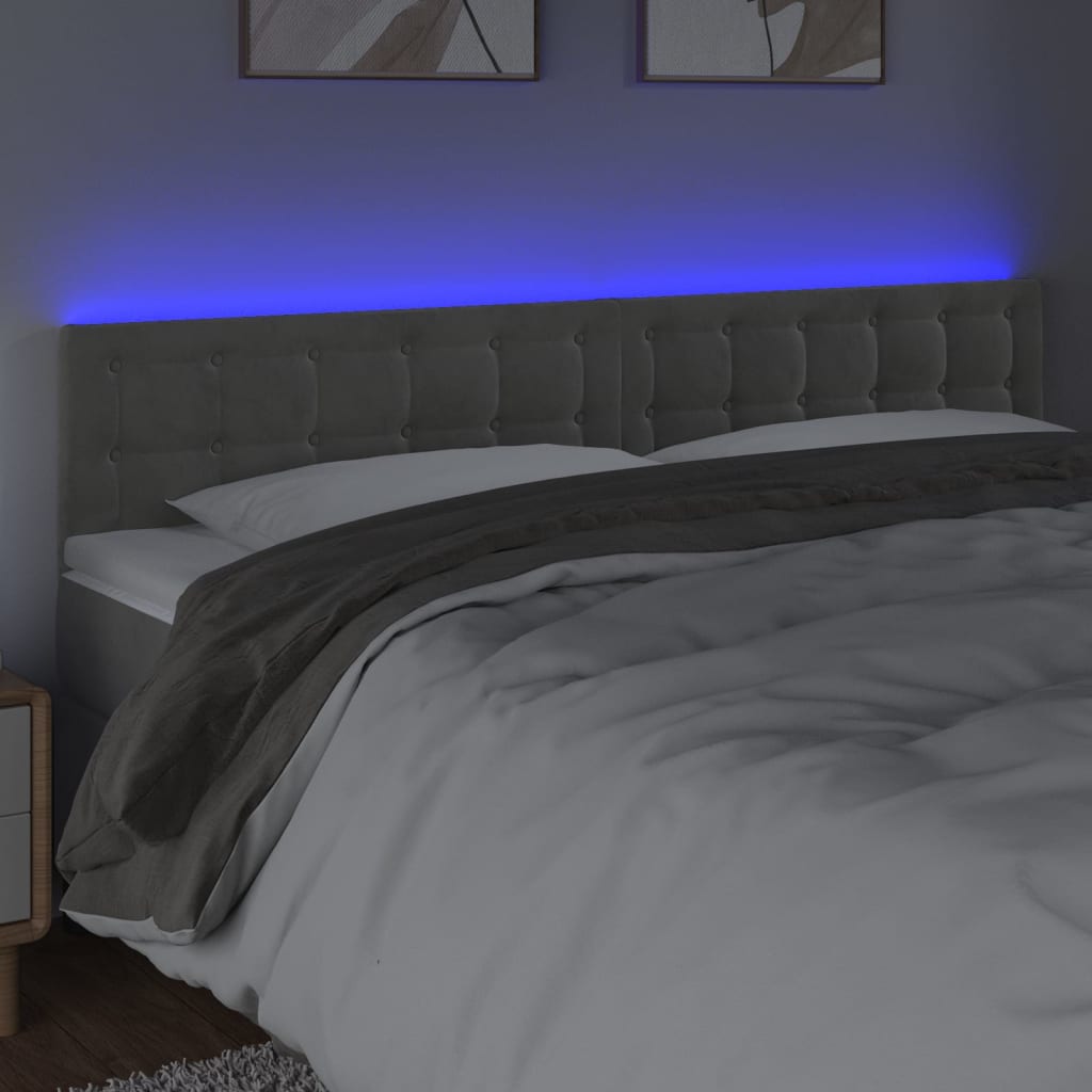 Testiera a LED Grigio Chiaro 200x5x78/88 cm in Velluto - homemem39