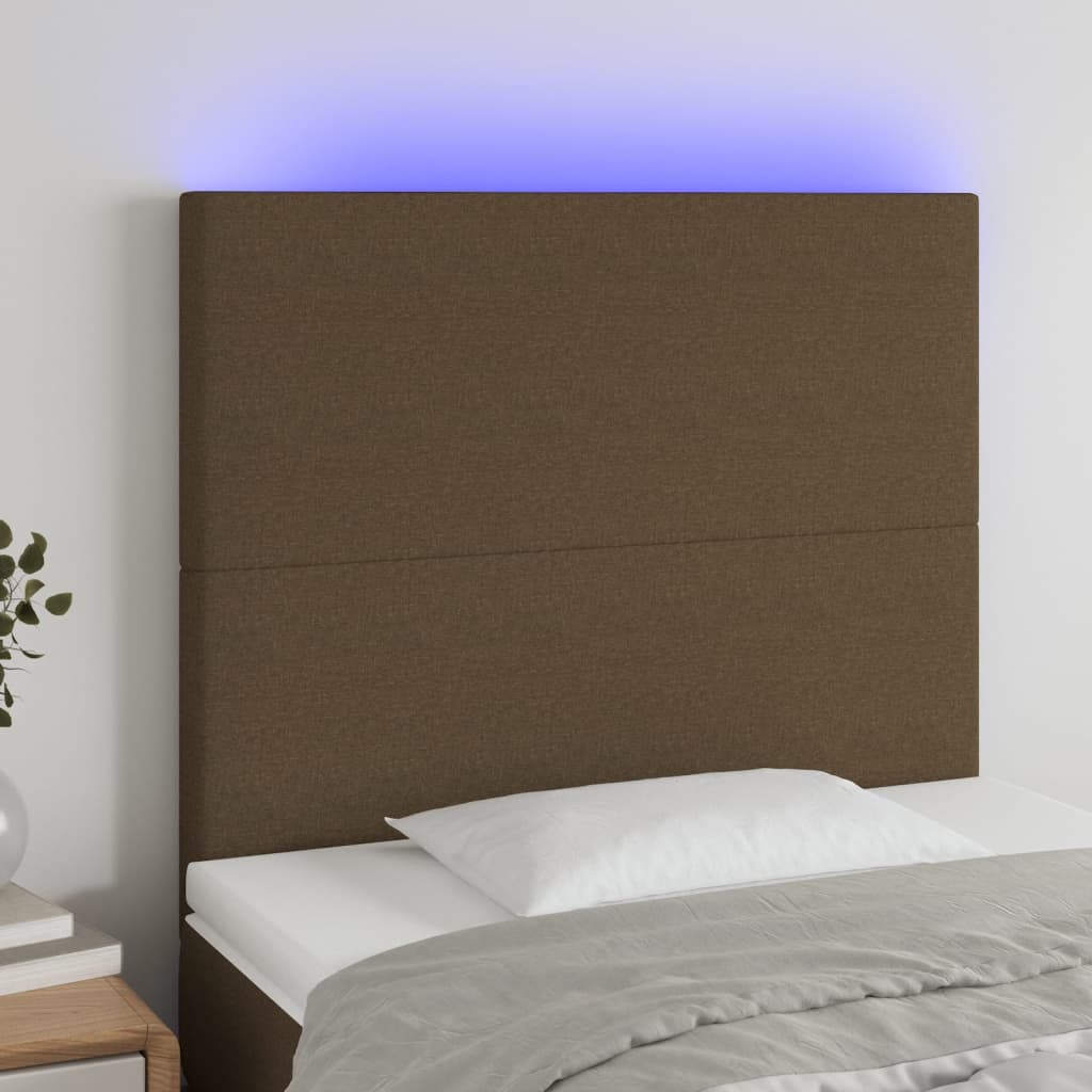 Testiera a LED Marrone Scuro 80x5x118/128 cm in Tessuto - homemem39