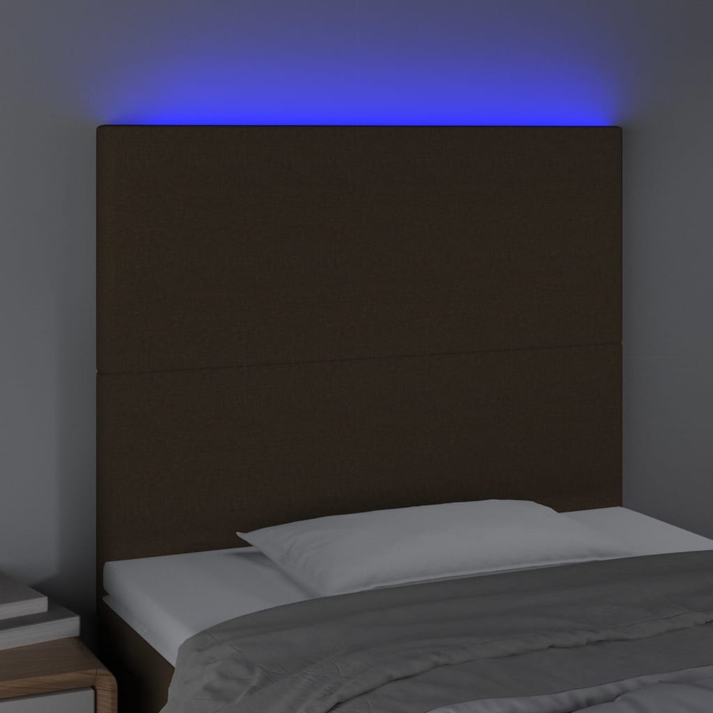 Testiera a LED Marrone Scuro 90x5x118/128 cm in Tessuto - homemem39