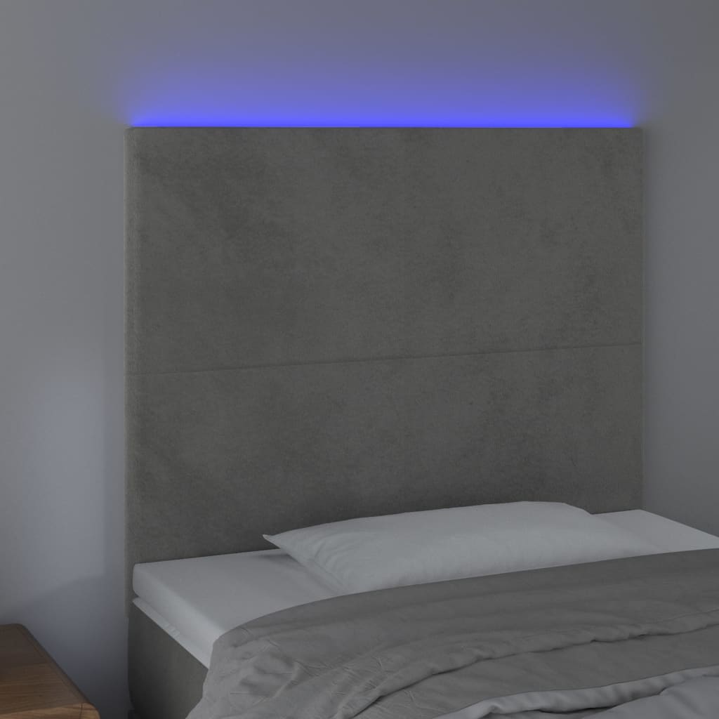 Testiera a LED Grigio Chiaro 100x5x118/128 cm in Velluto - homemem39