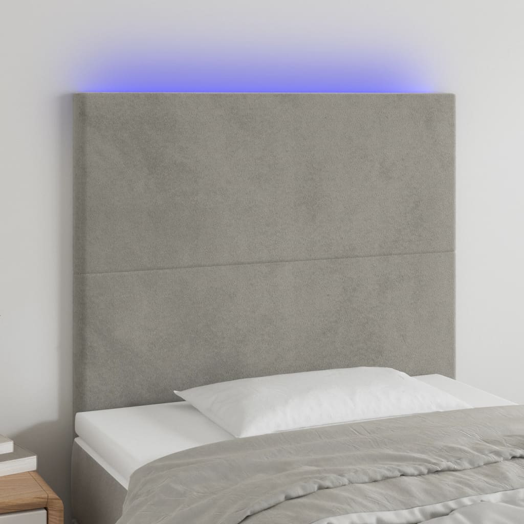 Testiera a LED Grigio Chiaro 100x5x118/128 cm in Velluto - homemem39