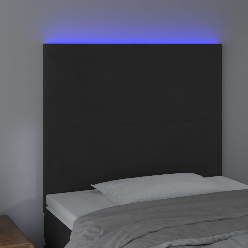 Testiera a LED Nera 100x5x118/128 cm in Velluto - homemem39