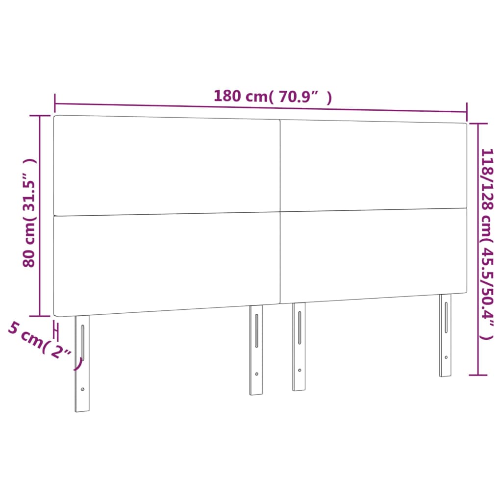 Testiera a LED Nera 180x5x118/128 cm in Similpelle - homemem39