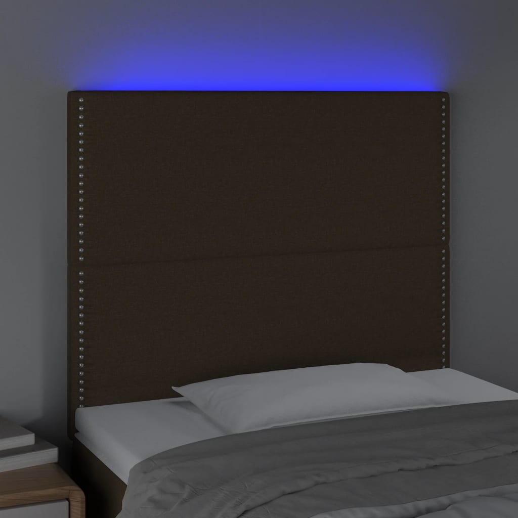 Testiera a LED Marrone Scuro 80x5x118/128 cm in Tessuto - homemem39