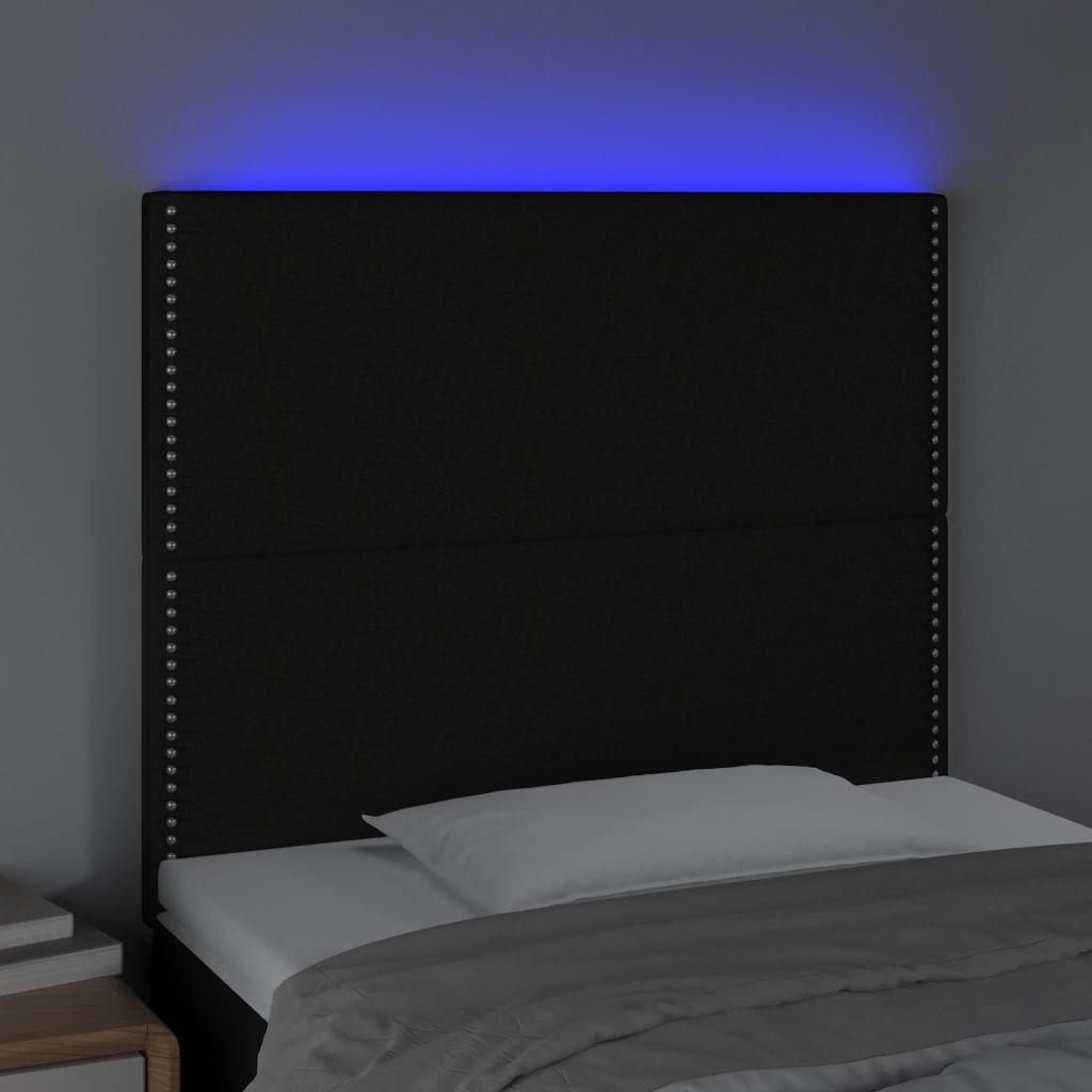 Testiera a LED nero 90x5x118/128 cm in Tessuto - homemem39