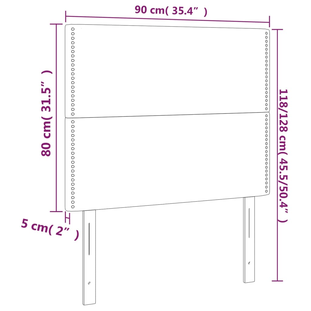 Testiera a LED Marrone Scuro 90x5x118/128 cm in Tessuto - homemem39